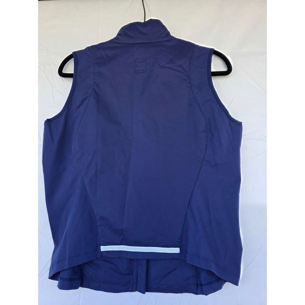 Lucky in Love Tech Performance Vest Navy Blue Neon Orange Zip Womens Medium - Picture 7 of 9